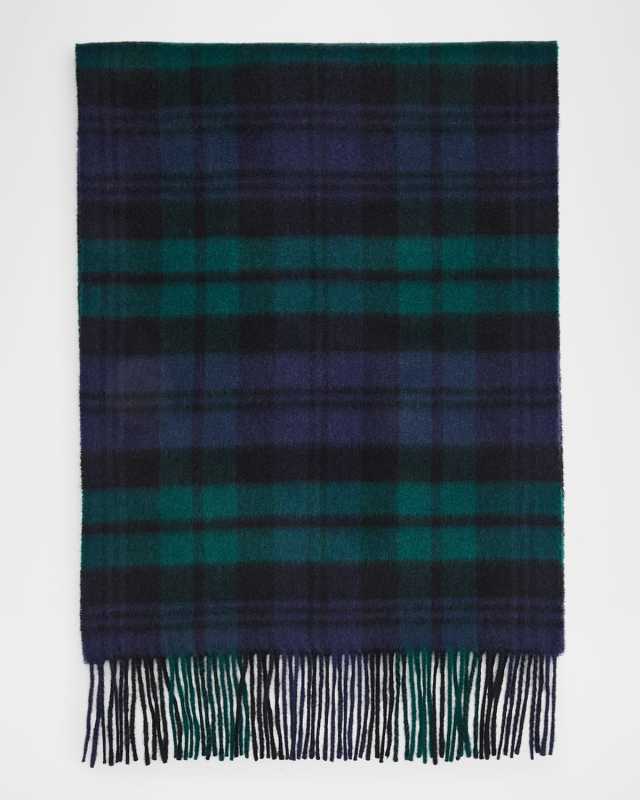 Tartan Cashmere Fringe Scarf